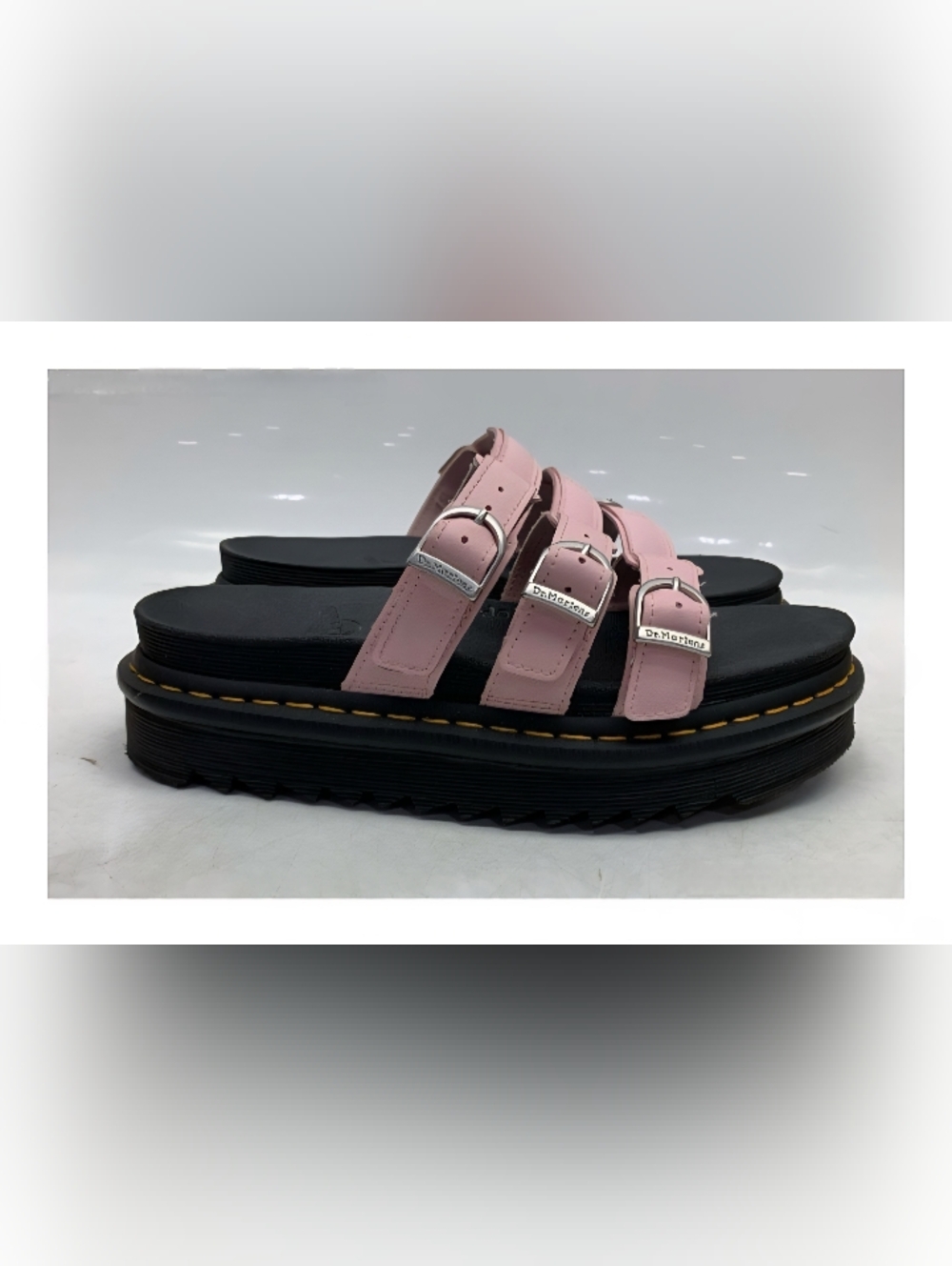 Dr. Martens Blaire Slide Hydro Leather Platform Sandals - Chalk Pink - Picture 6 of 9